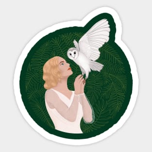 Girl and OWL spirit animal illustration Sticker